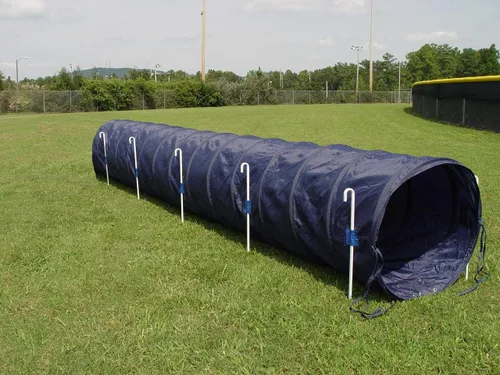 Vista 3 de Túnel de agilidad para perros de 14 pies con estacas, varios colores disponibles (borgoña)