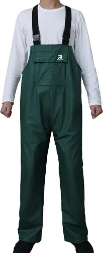 Vista 5 de RainRider Pantalones de lluvia con peto de trabajo para hombres y mujeres, pantalones resistentes al agua, pantalones de trabajo, overol de pesca