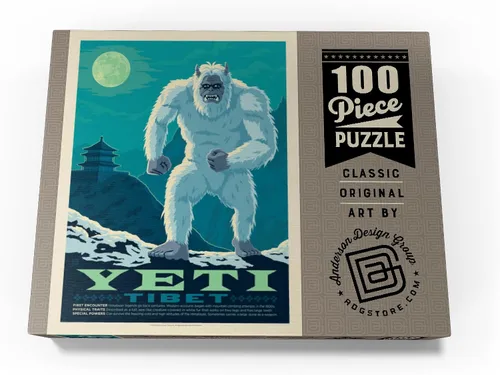 Vista 4 de MyPuzzle Mythical Creatures: Yeti, póster vintage, rompecabezas de 100 piezas para adultos
