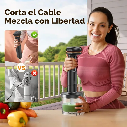 Vista 2 de Batidora de inmersión sin cable de varilla 5 en 1, Ritus 13000RPM, licuadora de sopa recargable de mano, mezclador para comida de bebé y batidos