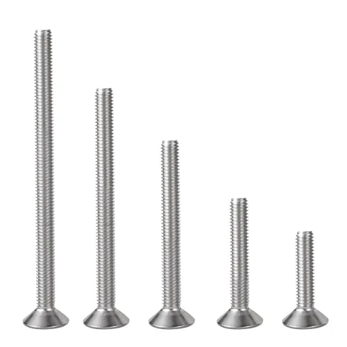 Vista 3 de Tornillos de cabeza plana M8-0.049 x 0.394 in de acero inoxidable 18-8 (304) Allen Socket Drive Tornillos avellanados con acabado liso, rosca