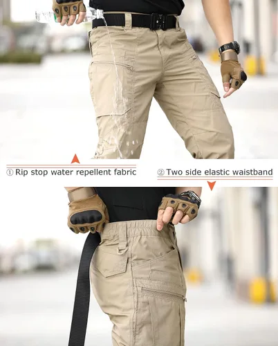 Vista 5 de CARWORNIC Pantalones tácticos ligeros para hombre, pantalones cargo militares, resistentes al agua, para senderismo, trabajo