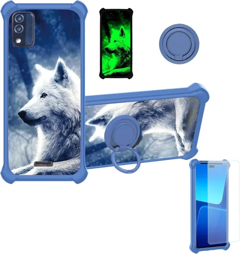 Vista 12 de jioeuinly Cricket Ovation 2 - Funda compatible con AT&T Maestro Max (2021), con protector de pantalla de vidrio templado, policarbonato duro +