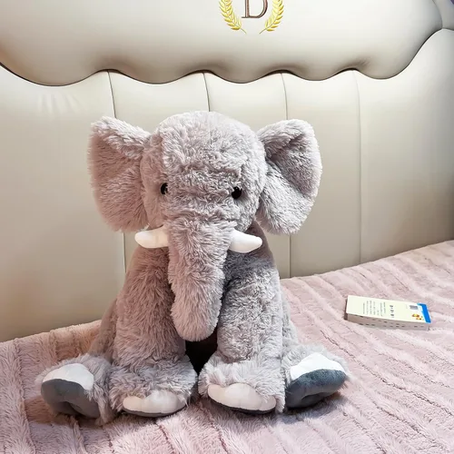 Vista 4 de Elefante de peluche grande de 19.2 pulgadas, juguete de elefante inteligente de felpa para niños, para niñas y mujeres, decoración de habitación Gris