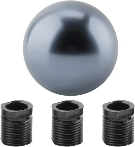 Vista 11 de Fydun Pomo de cambio universal negro con forma de bola redonda cabeza de cambio manual con 3 adaptadores