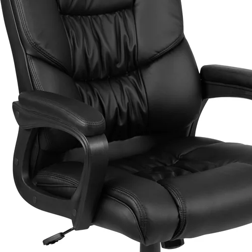 Vista 17 de Flash Furniture Fundamentals - Silla giratoria grande y alta de LeatherSoft para oficina y juegos, silla de oficina ergonómica con reposabrazos Negro