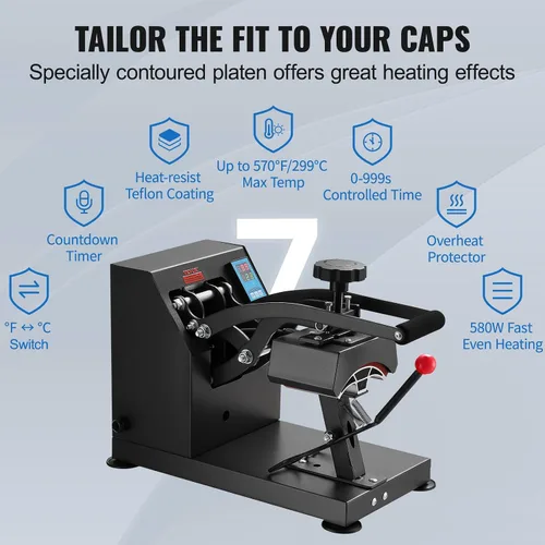 Vista 4 de Happybuy prensa de calor para decorar sombreros y demás. Negro