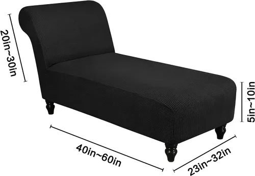 Vista 3 de Funda elástica para tumbona sin brazos, funda de alta elasticidad para sofá reclinable para muebles de mascotas, fundas para diván ultra suave Negro