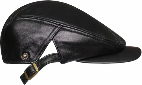 Vista 6 de LETHMIK Sombrero Plano de taxista en Piel Auténtica clásico Newsboy Cap Ivy de conducir