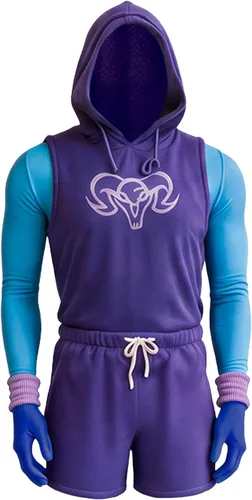 Vista 2 de Heman - Disfraz de esqueleto de rey esqueleto, traje de cosplay Morado