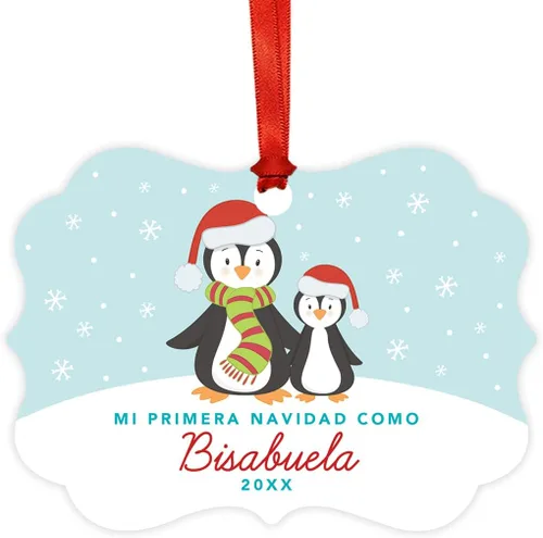Vista 33 de Andaz Press Adorno de recuerdo de Navidad con marco de fantasía de familia española, Nuestra Primera Navidad Como UNA Familia De Tres 2024, Familia