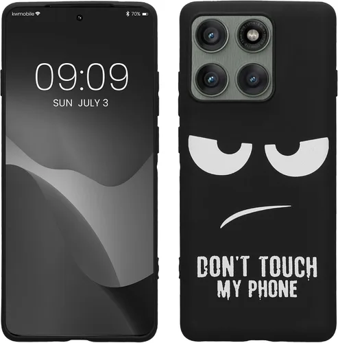 Vista 14 de kwmobile Funda de silicona TPU compatible con Xiaomi 11T/11T Pro - Funda suave - No toques mi teléfono blanco/negro