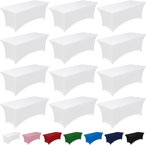 Vista 20 de Pureegg - Juego de 2 manteles de elastano ajustables de 1,2 m para mesas rectangulares, mantel elástico y sin arrugas para mesa de masajes, fiestas