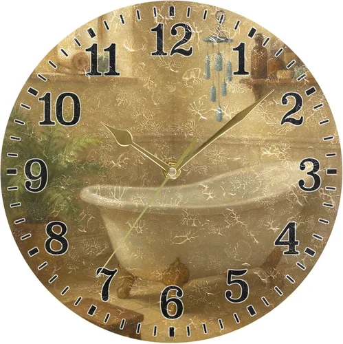 Vista 38 de JUNZAN Reloj de bañera con vino romántico espumoso y velas, reloj de pared silencioso de 10 pulgadas, pequeño reloj redondo, decoración de cocina