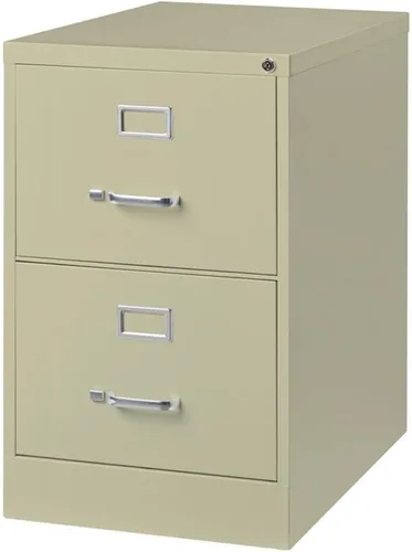 Vista 2 de Pemberly Row Archivador vertical de metal beige de 2 cajones de 28.38 pulgadas, con cerradura, premontado, tamaño legal estacionario para el hogar