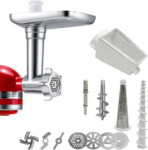Vista 10 de Accesorio de repuesto para picadora de carne con kit de relleno de salchichas y bandeja de alimentos, compatible con KitchenAid Artisan Series 5