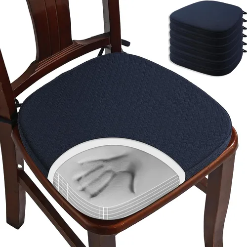 Vista 12 de BUYUE Cojín de Lujo de Espuma Viscoelástica 100% Pura para Silla 1 Paquete, Jacquard 16" Forma de U Cómodo Cojín para Silla de Comedor, Cojín