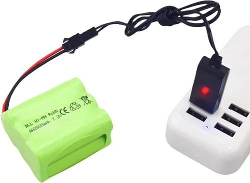 Vista 3 de AA 7.2V 2800mAh Ni-MH Batería de alta capacidad con enchufe SM-2P y cable de carga USB para ingeniería de tanques de juguete, camiones