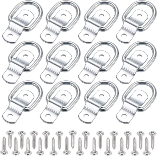 Vista 10 de CZC AUTO Paquete de 6 anclajes de amarre de anillo en D de 1/4 pulgadas, hierro resistente, con tornillos Iron