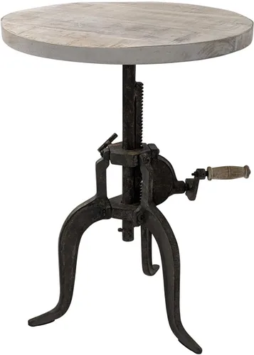 Vista 14 de Carolina Chair & Table Mesa auxiliar rústica con manivela ajustable de 18 pulgadas, base de hierro fundido para granja, sala de estar o dormitorio