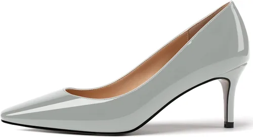 Vista 2 de MERRORI Zapatos de tacón medio con punta cuadrada y charol para mujer, de 2.5 pulgadas