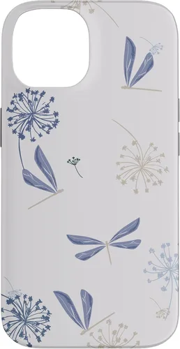 Vista 4 de Bonita funda para iPhone 17 con diseño de libélula de diente de león azul lavanda beige