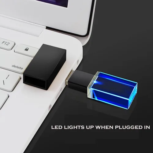 Vista 2 de 16GB USB 2.0 Flash Drive Novedad Cristal Luz LED Transparente Rectángulo Forma Pen Drive Pulgar Drive Memory Stick Memoria USB Pendrive Regalo