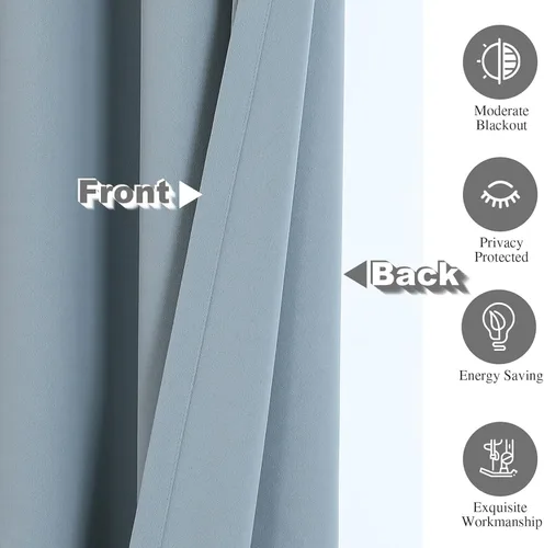 Vista 3 de Flyfun - Cortinas opacas con ojales para dormitorio y sala de estar, juego de 2 paneles, con aislamiento térmico, cortinas de oscurecimiento