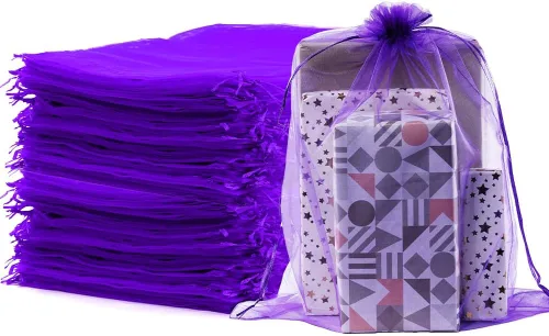 Vista 10 de Meowoo 12 bolsas grandes de organza, bolsas de malla grandes de 12 x 16 pulgadas con cordón, bolsas de regalo de malla con cordón para zapatos