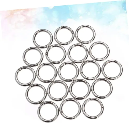 Vista 8 de TEHAUX 20 piezas Llavero Accesorios Mosquetón Acero Inoxidable Anillos de Salto de Acero Inoxidable Clip Mosquetón Redondo Metal O Anillo Anillo