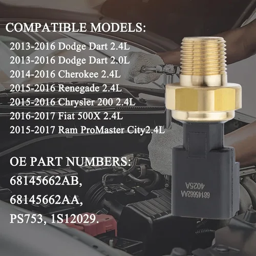 Vista 5 de Sensor de interruptor de presión de aceite del motor 68145662AB se adapta a