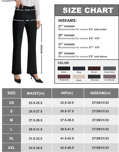 Vista 7 de AFITNE Pantalones de yoga para mujer de 27"29"31"33", pantalones de trabajo elásticos de pierna recta, pantalones casuales de negocios y oficina