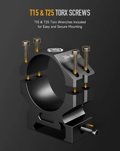 Vista 5 de Pinty Anillos para mira de 30/34 mm, juego de 2 monturas de mira para rifle de 45°, anillos de montaje de mira de aleación de aluminio con altura
