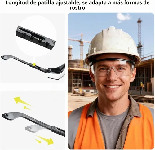 Vista 5 de Lentes de seguridad para gafas de protección y protección contra salpicadura de escombros tipo googles para laboratorio de trabajo