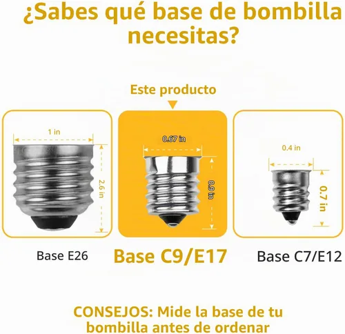 Vista 3 de Meconard Bombillas LED C9 de repuesto para Navidad, bombillas LED inastillables C9 para luces de Navidad para interiores y exteriores, base