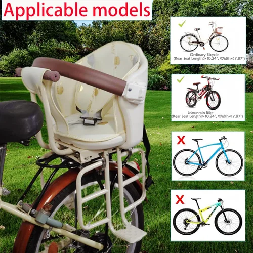 Vista 5 de Asiento trasero para bicicleta para niños, relleno extraíble cerrado para niños de 6 meses a 6 años Mounted Child Bike Seat Wraparound Attachment