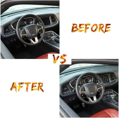 Vista 4 de JeCar Marco de tablero panel de mando compartimento central, accesorio decorativo interior compatible con Dodge Challenger 2015-2023, textura