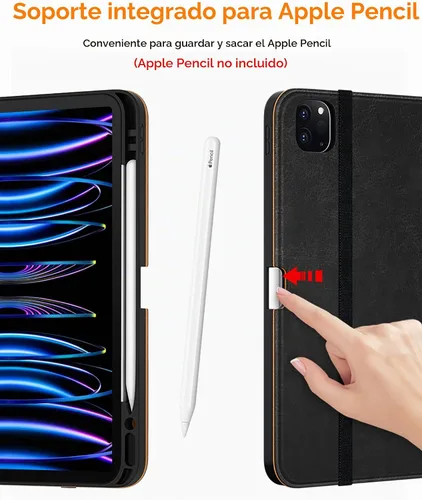 Vista 5 de DTTO para iPad Pro 12.9 6ª / 5ª / 4ª / 3ª generación Funda 2022/2021/2020/2018, Funda de cuero premium tipo folio con soporte integrado