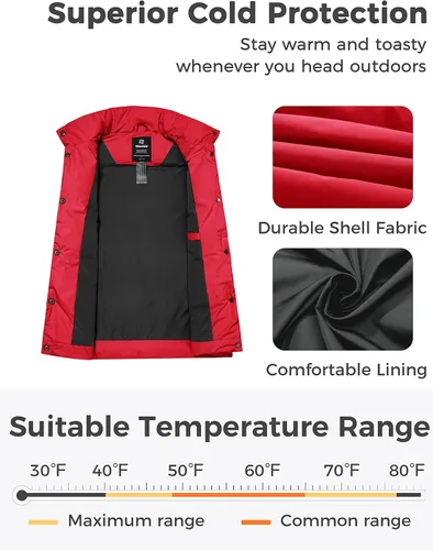 Vista 3 de Wantdo Chalecos acolchados para mujer, chaleco de invierno grueso, chaleco de burbujas cálido, abrigo de invierno