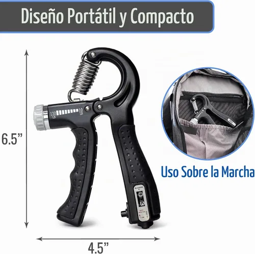 Vista 6 de DMI Fortalecedores de agarre compactos para ejercicio de mano con resistencia de peso ajustable de 10 a 130 libras, el rastreador de agarre mantiene