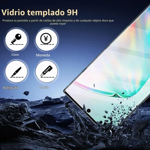 Vista 3 de Paquete de 3 protectores de pantalla de vidrio templado aplicables para Samsung Galaxy Note 10plus de 6.8 pulgadas, compatible con identificación