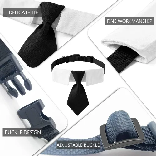 Vista 2 de Collar ajustable para perros pequeños, medianos y grandes, corbata de cumpleaños para perros (mediano, cuadros rojos/negros)