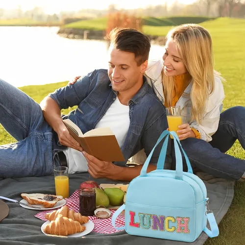 Vista 7 de Lonchera para mujeres con aislamiento personalizada para adultos con correa de hombro ajustable, linda lonchera reutilizable y congelable, bolsa