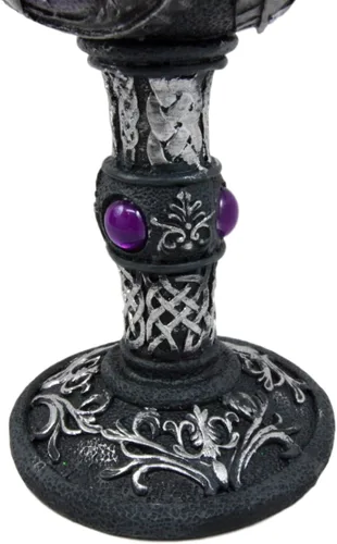Vista 5 de Ebros Gift Gran figura mágica sagrada púrpura real gemas blancas unicornio vino de pureza cáliz cáliz figura con arte de desplazamiento y nudos