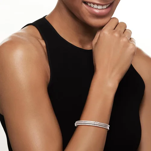 Vista 2 de Ross-Simons Conjunto de joyas de plata de ley italiana 3 pulseras pulidas