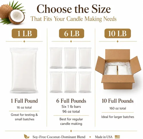 Vista 2 de True Coconut Candle Making Wax, barra de 1 libra, fabricada en Estados Unidos