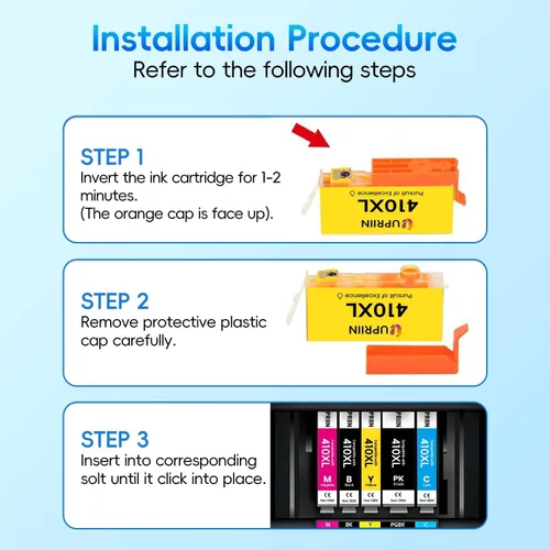 Vista 5 de Compatible con cartuchos de tinta 410XL, paquete de 5 cartuchos de tinta premium de alta capacidad remanufacturados de repuesto para cartuchos
