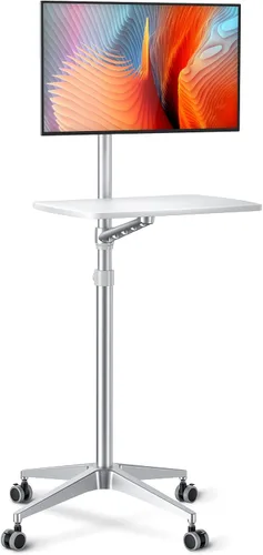 Vista 8 de Viozon Escritorio móvil, estación de trabajo móvil, soporte de suelo para portátil multiuso, altura ajustable de 34 a 48.6 pulgadas, compatible