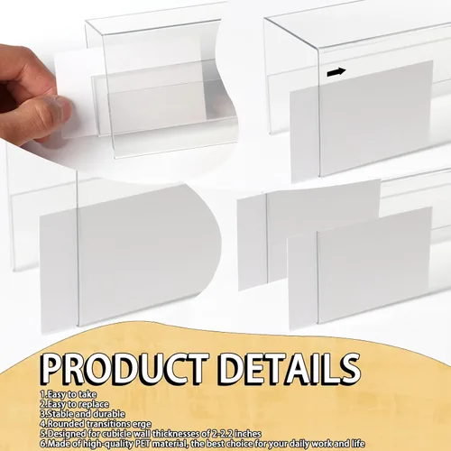 Vista 3 de Soporte para placa de identificación de cubículo de PET de 2 x 8 pulgadas, soporte de placa de identificación de 2.2 pulgadas, ancho de 2.2