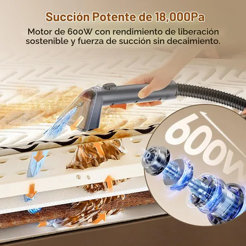 Vista 2 de Uwant Máquina limpiadora de alfombras de 18Kpa con Pet Pro Cleaner&Tools